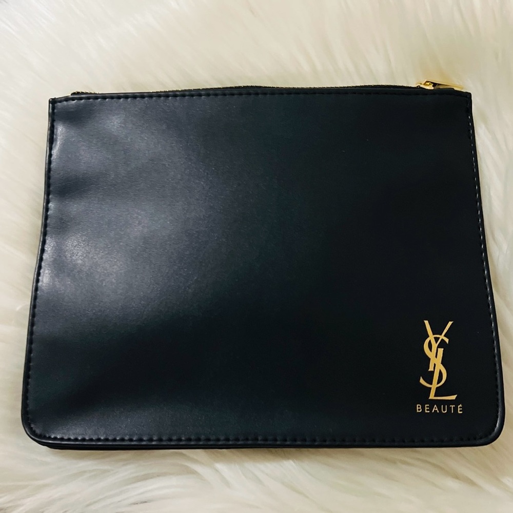 Yves Saint Laurent (YSL) Beaute Black Clutch/Pouch with Gold Logo NWOT